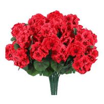 1/6/12 vnt. Dirbtinė pelargonijos gėlė su žaliais lapais, realistiška, atspari UV spinduliams, netikra šilkinė gėlė, vidaus, lauko, sodo, kiemo, balkono dekoracija 1pc raudona