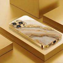 Auksinis marmuro akmens raštas Metalizuoti dažai Stiklinis telefono dėklas, skirtas iPhone 17 16 15 14 13 12 11 Pro Max 14 15 Plus 17 Air 16E Dangtelis iPhone 12 Pro