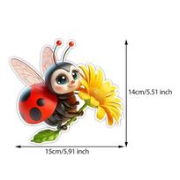 Cute Ladybug Holding Sunflower Flower  Car Stickers Waterproof Vinyl Decals Auto Body Window Bumper Decor Motorcycle Helmet Stickers TM245 A-15cm Longest Side