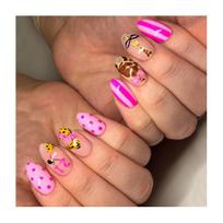 1 Set Leopard Press on Stick-on Long Almond French Tip Nails Removable Fake Nails DIY B