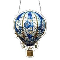 Yousheng Stained Glass Style Hot Air Balloon Suncatcher 2D Acrylic Window Hanging Ornament for Home Garden Wall Window Decor D