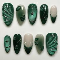 Fashion Retro Green Cat Eye Press On Nails 24Pcs French Style Fake Nails Reusable Nail Tips For Women Nail Art Accessories 1PCS gray