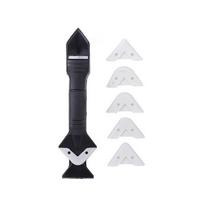 Silicone Scraper Squeegee Glue Remover Knife Caulking Angle Beauty Crack Trowel Tool Grout Scraper Kit With 5Pcs Scraper Head