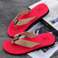 Flip-flops Men's Summer Slippers, Outdoor Non-slip Fashion Couples, Men's Outer Beach Shoes, Summer Clip Foot Trend Sandals KTY 38 raudona