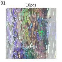 10vnt Geometrinio rašto holografinė lipni juosta plėvelė Blizgus žvejybos masalo lipdukas 01