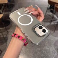 Case for OPPO A6x 4G/5G,A6t Pro,A6k Minimal Semi-Transparent Magnetic Casing Raised Electroplated Lens Bezel Anti-Slip Drop Resistant Protective Shell OPPO A6x 4G/5G