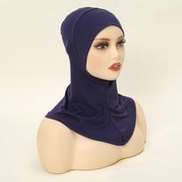 Comfortable Full Coverage Hijab Caps Cotton Elastic Islamic Bottoming Hat Breathable Soft Underscarf Hair Loss tamsiai mėlyna spalva