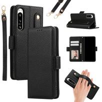 Applicable to Sony Xperia 10 vi 2026 leather case Ace 4th generation lychee pattern wristband wallet diagonal span portable rope "SONY Xperia XZ COMPACT SO-05k" juoda