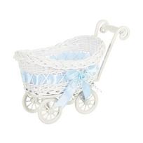Mini Cute Design Baby Cart Stroller Storage Basket Imitation Rattan Handmade Woven Storage Tray Decorative Multipurpose