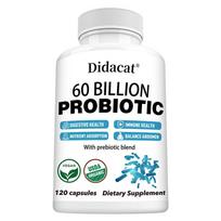 60 milijardų probiotikų su prebiotikų mišiniu, USDA sertifikuoti ekologiški 120 kapsulių Virškinimo sveikatos papildas 120PCS