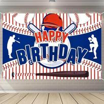 Baseball Happy Birthday Polyester Backdrop - Sports Theme Party Decoration for Home or Room - Perfect for Birthday Celebrations 180x230cm