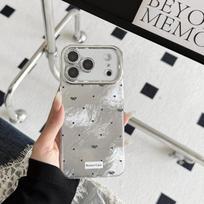 ins polka dot bow is suitable for Apple 17Promax mobile phone case IP16/15 fine hole glacier pattern 14 simple set IPhone17ProMax