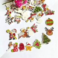 50 vnt. / maišelis 2 skylių mišinio Kalėdų žvaigždė, medinės kalėdinės dekoratyvinės sagos iškarpų albumas random mix 50pcs