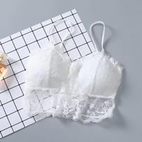 Seksualūs apatiniai moteriški nėriniai su gėlėmis puošti moteriški apatiniai apatiniai su V formos iškirpte, liemenė ant krūtinės balta