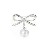 Moteriškos kreivos karoliukais papuošalų sagės perlas Praktiškas neryškus sagės kūrybinis sagės apykaklės segtukas Bow brooch sidabras