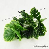 18 Fork Monstera Dirbtiniai augalai Plastikiniai atogrąžų palmių lapai Namų sodo dekoravimo priedai Fotografija Dekoratyviniai geltona