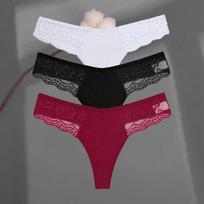 3vnt./komplektas Moteriškos medvilninės juostelės Nėriniuotos bikinio apatinės kelnaitės S-XL Moteriški apatiniai trikotažai, minkšti kelnaitės, moteriškas apatinis trikotažas XL