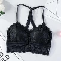 Moteriška, apvyniojama krūtine Sexy Lace Beauty Liemenėlė be plieninių žiedų Push Up Liemenėlė Madinga besiūlė liemenė be nugaros, moteriški apatiniai M juoda