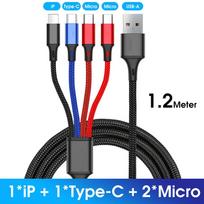 „Fonken 4 in 1“ USB tipo C „iPhone“ laidas, skirtas telefonui „3 viename“ įkrovimo laidas „Micro USB“ laidas, skirtas „iPhone“ planšetiniam kompiuteriui Dual Micro USB