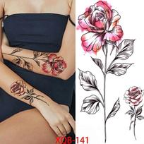 1 PC 210*114MM Henna Lotus laikina tatuiruotė moterims netikrų papuošalų grandinėlės Juodų gėlių kūno piešinys Abstraktus tatuiruotės lipdukas, perkeliamas mergaitės tatuiruotė XQB-141