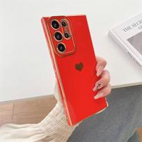 Love Heart telefono dėklas, skirtas Samsung Galaxy A14 A24 A23 A34 A54 A13 A12 A52S 5G M12 S24 S23 S22 S21 Ultra Plus S20 FE 4G 5G silikoninis apsauginis dangtelis For Samsung S24 Ultra raudona