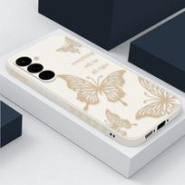 Drugelio Minkštas Telefono dėklas Samsung S25 S26 S24 Ultra S23 FE S22 S21 Plus S20 A56 A16 A36 A55 A35 A54 A34 A14 A52 A17 5G Atsparus smūgiams Dangtelis Samsung S24 smėlis