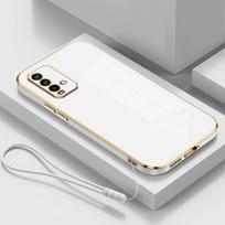 Skirtas Xiaomi Redmi 9T dėklui Redmi 9T dangtelis J19S M2010J19SG M2010J19SY prabangus redmi9t kvadratinis telefono dėklas, atsparus smūgiams galinis dangtelis Redmi 9T&Case & Strap sniego baltumo spalva
