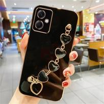OPPO Realme 12 Pro+ širdies apyrankės riešo grandinės telefono dėklas, skirtas Realme 12 Pro Plus 11 Pro 10 9i galvanizavimui atsparus smūgiams minkštas silikoninis dėklas For Realme 12 Pro juoda