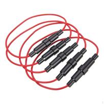 5x Inline saugiklio laikiklis 18 AWG laidas 10A apsauga nuo oro sąlygų 250V lengva naudoti 7 colių ilgio black