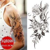 NAUJAS 1 Vnt Laikinos juodos saulėgrąžos bijūno gėlės tatuiruotės lipdukas, moteriškas laikinos tatuiruotės vandens pernešimo spaudinys vandeniui atspari netikra tatuiruotė moteris XQB268