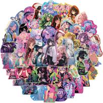 50 vnt Anime gražios merginos šaunus lipdukas pasidaryk pats telefonas nešiojamasis kompiuteris bagažo riedlentės grafičių lipdukai Linksmi žaislai vaikams 50pcs black