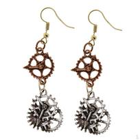 Retro Vintage Steampunk Watch Parts Clock Cog Earrings Jewelry brown