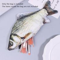 „Crucian Carp Pen Bag“ tikroviškas žuvies formos makiažo maišelis rašiklio pieštuko dėklas su užtrauktuku „Atgal į mokyklą“ pieštuko maišelis Pieštuko krepšys