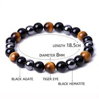 Tigro akies natūralaus akmens karoliukų apyrankė vyrams magnetinio hematito juodojo obsidiano akmens karoliukų apyrankės moterims Reiki energijos papuošalai