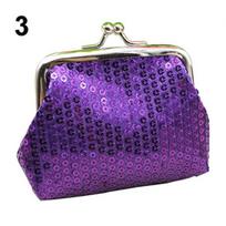 Nauja moteriška blizgučiai monetų piniginė Bling-Bling Clutch Blizganti, patogi sagtimi mini piniginė one size violetinė