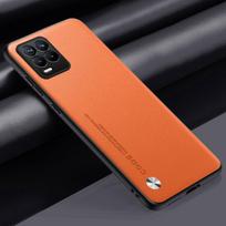 Prabangus PU odos dėklas Realme 8 Pro 8Pro galiniam dangteliui Matinis silikoninis pilnos apsaugos telefono dėklas Realme 8 4G Realme8 Pro For Realme 8 4G oranžinė