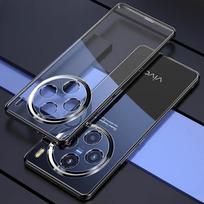 Skirta Vivo X100 Pro Galvanizuotas telefono dėklas Skirta Vivo X 100 X100Pro Objektyvui Visas Silikoninis Minkštas Galinis Dangtelis Dėklai For Vivo X100 juoda