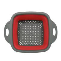Silikoninis sulankstomas kanalizacijos krepšelis vaisių ir daržovių plovimo krepšelis sulankstomas sietelis kiaurasamtis Sulankstomas kanalizacija virtuvės laikymo įrankis 18cm*24cm raudona
