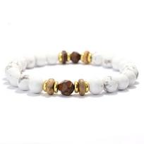 New Natural Onyx Tiger Eye Stone Bracelet Men Women Brass Wood Beads Charm Braclet Couple 8mm Beaded Braslet Pulsera