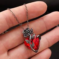 Gothic Rose Red Love karoliai moterims Dailūs širdies pakabukai suasmeninti papuošalai dovanos brown