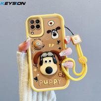 KEYSION Atsparus smūgiams dėklas Samsung A12 A22 4G su dirželiu Silikoninis Mielas 3D animacinis personažas Telefono dangtelis Galaxy M32 M12 for Samsung A12