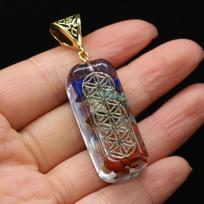 Resin Chakela Pendant Natural Stone Gravel Winding Pendant For Jewelry Making DIY Pendant Necklace Accessory 17x40mm