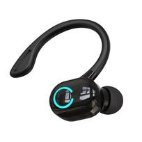 Belaidės Bluetooth ausinės HIFI žemų dažnių su HD mikrofonu, ausų kabliukų ausinės, triukšmo slopinimas, atsparios vandeniui, žaidimų, sporto, muzikos ausinės Black