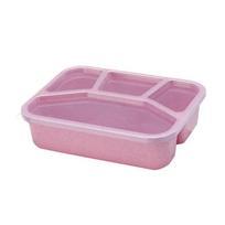 4 skyrių priešpiečių dėžutė Bento dėžutė Pietų indai suaugusiems/vaikams/mažyliams Piknikas Bento priešpiečių dėžutė Mikrobangų krosnelėje, indaplovėje, šaldiklyje saugi rožinė