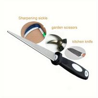 2-in-1 deimantinis galandimo akmuo ir plieninis peilių galąstuvas žirklėms, peiliams ir įrankiams - Ergonomiška rankena, daugiafunkcis sodo įrankis 140MM#400 juoda