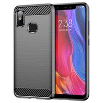 Xiaomi Mi 8 mi8 minkštas silikoninis dėklas, smūgiams atsparus matinis galinis dangtelis, skirtas xiaomi 8 mi 8 prabangiems anglies pluošto dėklams Coque Fundas For Mi 8 juoda