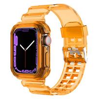 Skaidri apyrankė + dėklas Apple Watch 8 7 6 SE 5 3 2 Minkštas skaidrus silikoninis dirželis iwatch dirželiui 40 mm 44 mm 42 mm 41 mm 45 mm 49 mm 38mm or 40mm or 41MM oranžinė
