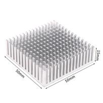 50 * 50 * 15 mm aliuminio aušintuvo plokštės šilumos šalinimo procesoriaus galios IC mikroschemos aušintuvo radiatorius balta