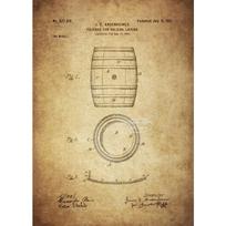 Vintage Brewing Beer Barrel Bottle Cooler Alcohol Patent Posters Canvas Painting Retro Wall Art for Pub Brewery Room Home Decor 21cm×30cm NoFrame