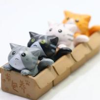 4 vnt. Mini katės ornamentas sodui, kačiuko statulėlė, dovana vaikams, kūdikių kambariui, mielas kawaii žaislas, miniatiūrinės figūrėlės, namų dekoracija 4pcs
